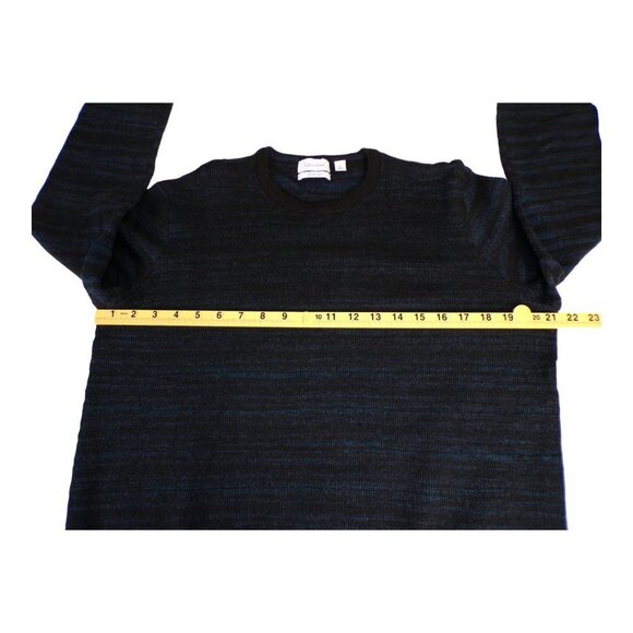 Calvin Klein Black/Blue Stripe Wool Blend Italian Yarn Sweater Size XL #51 - Picture 3 of 11